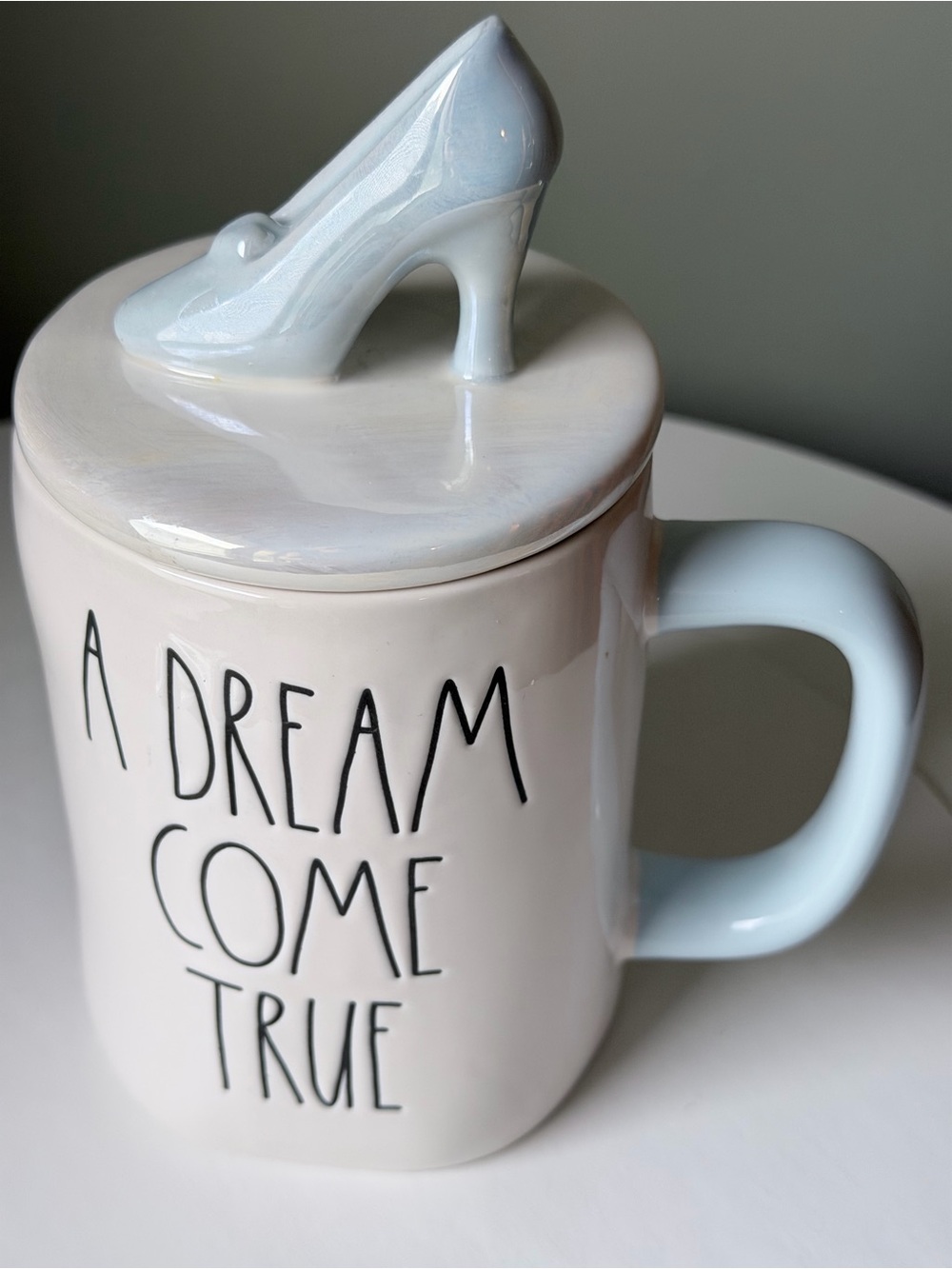 Rae Dunn Disney Princess Cinderella Mug with Glass Slipper Lid A Dream Come True